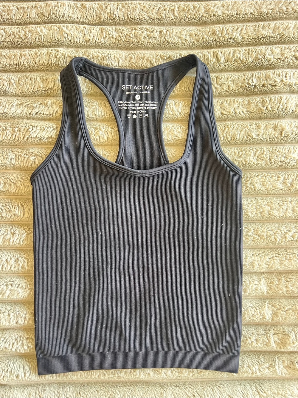 SET Active Seamless Ribbed Tank Black Sz M